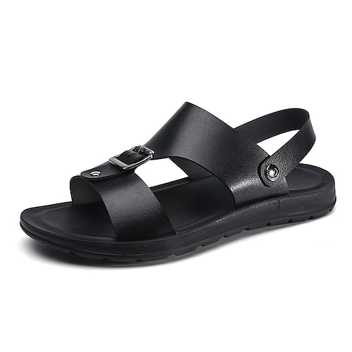 

Men's Sandals Flat Sandals Slingback Sandals Casual Daily Nappa Leather Breathable Non-slipping Wear Proof Black Brown White Summer