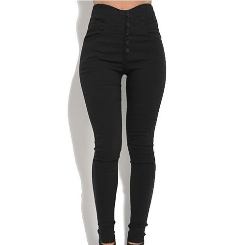 

Women's Leggings Cotton Army Green Brown Black High Waist Basic Streetwear Daily Weekend Pocket Full Length Comfort Plain S M L XL XXL / Slim