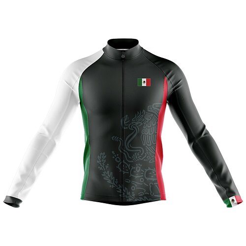 

21Grams Men's Cycling Jersey Long Sleeve Bike Top with 3 Rear Pockets Mountain Bike MTB Road Bike Cycling Breathable Quick Dry Moisture Wicking Reflective Strips Black Mexico Polyester Spandex Sports