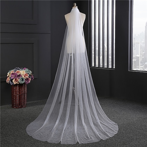 

One-tier Simple Wedding Veil Cathedral Veils with Solid 118.11 in (300cm) Tulle