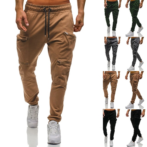 

Men's Sweatpants Work Pants Hiking Cargo Pants 8 Pockets Drawstring Streetwear Summer Outdoor Ripstop Quick Dry Multi Pockets Breathable Cotton Zipper Pocket Elastic Waist Pants / Trousers Bottoms