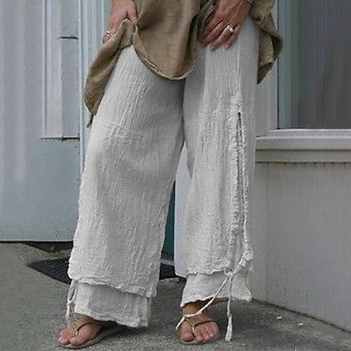

Women's Plus Size Pants Chinos Solid Color Basic Casual Daily Formal Natural Full Length Summer Black Gray L XL XXL 3XL 4XL