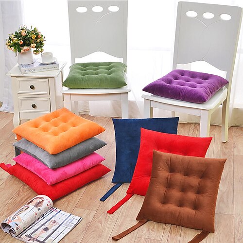 

Seat Cushion Super Soft Crystal Velvet Solid Color Chair Cushion Home Office Seat Bar Dining Chair Seat Pads Garden Floor Cushion