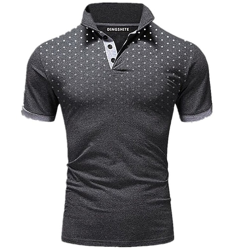 

Men's Golf Shirt Polka Dot Turndown Navy Blue Black White Black Blue Gray Short Sleeve non-printing Casual Daily Tops Casual Soft Breathable