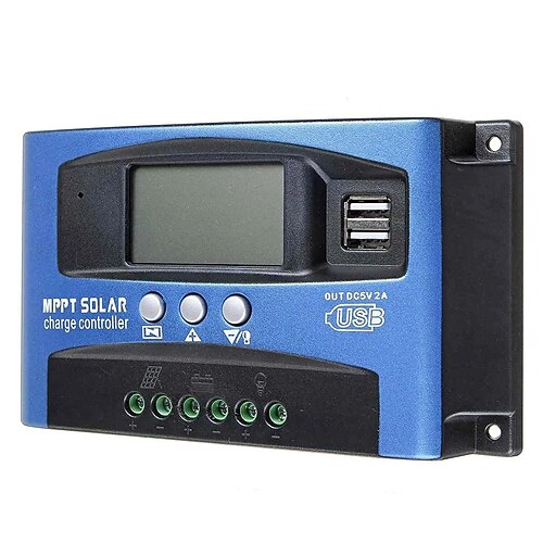 

MPPT Solar Charge Controller 12V 24V Solar Power Regulator Dual USB Auto LCD Display Discharger PWM 100A