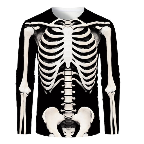 

Men's Unisex T shirt Tee Tee Graphic Skull Round Neck Green Blue Red Black 3D Print Plus Size Halloween Daily Long Sleeve Print Clothing Apparel Streetwear Party Casual