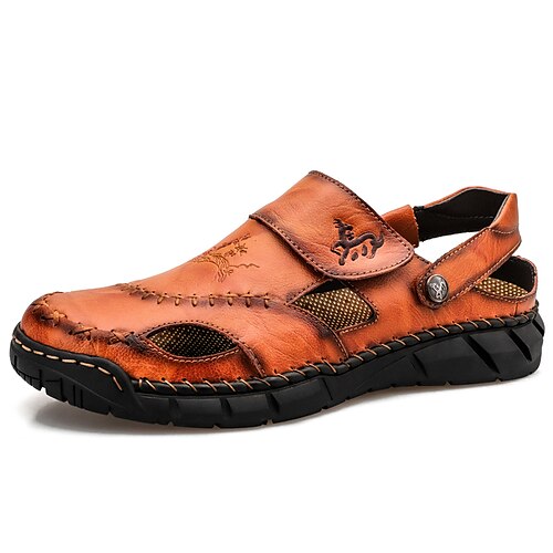 

Herre Sandaler Slingback sandaler Klassisk udendørs Læder Håndlavet Brug bevis Lysegul Mørkebrun Sort Forår Sommer