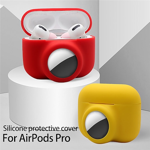 

2-in-1 Silicone Case For AirTags Bluetooth Wireless Earphone Cover With Location Tracker Loss Prevention Case Anti-lost Anti-Scratch Lightweight Protective Cover For AirPods Pro