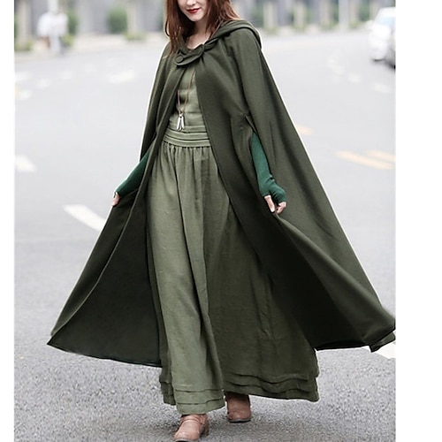 

Women's Coat Cloak / Capes Long Asian Size Coat Black Blue Gray Army Green Red Basic Essential Causal Fall Single Breasted One-button Hooded Sleeveless Loose S M L XL / Daily / Winter
