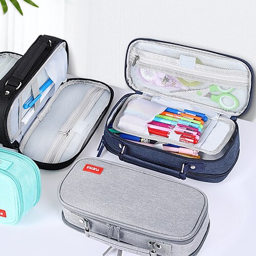 

creative cartoon cute Three layerslarge capacity Pencil Case Simple Stationery Bag Holder For School Office