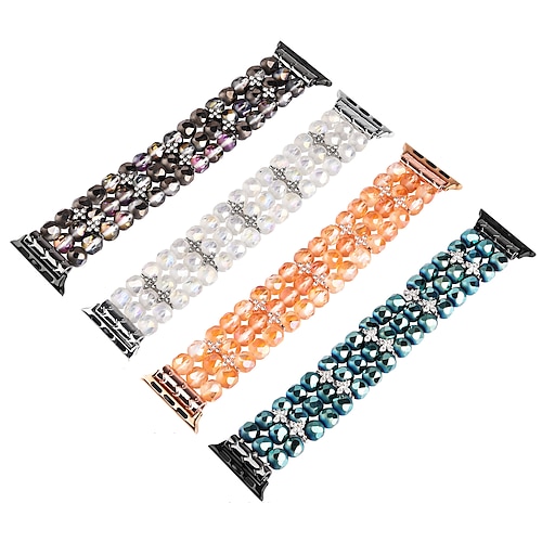 

1 pcs Smart Watch Band for Apple iWatch Series 8 7 6 5 4 3 2 1 SE 38/40/41mm 42/44/45mm Beaded Smartwatch Strap Luxury Bling Diamond Jewelry Bracelet Replacement Wristband