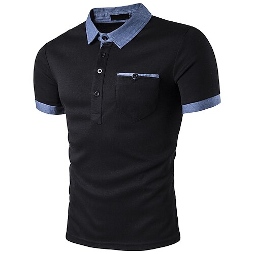 

Per uomo POLO Camicia da golf Golf Tinta unica Squadrata Nero Bianco non-stampa Esterno Giornaliero Manica corta Collage Jeans Abbigliamento Comodo