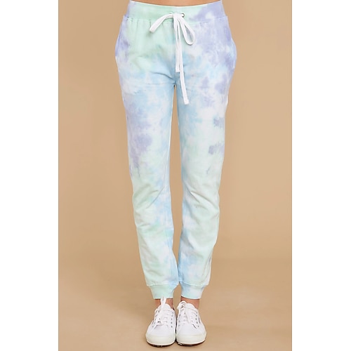 

Women's Sweatpants Joggers Green Blue Orange Casual / Sporty Athleisure Leisure Sports Weekend Side Pockets Full Length Comfort Tie Dye S M L XL