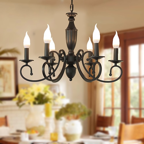 

LED Pendant Light Chandelier Metal Vintage Style Classic Black Candle Style Basic Painted Finishes Traditional Classic Country 6 8 Heads 220-240V 110-120V