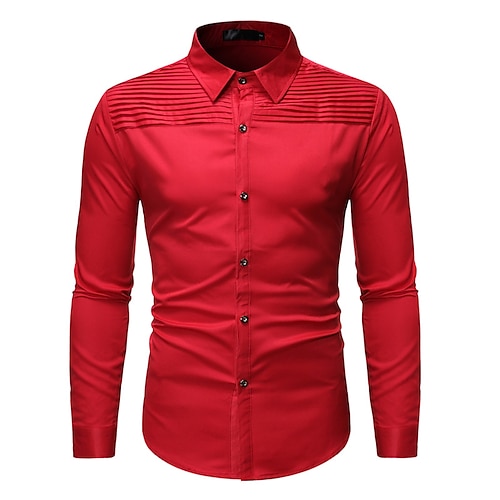 

Men's Shirt Solid Color Turndown White Black Red Long Sleeve Casual Daily Tops Sports Casual