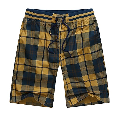 

Men's Hiking Shorts Drawstring Beach Plaid Summer Outdoor Quick Dry Lightweight Breathable Sweat wicking Elastic Waist Pants / Trousers Bottoms Skyland Blue and white grid Yellow green grid Fishing