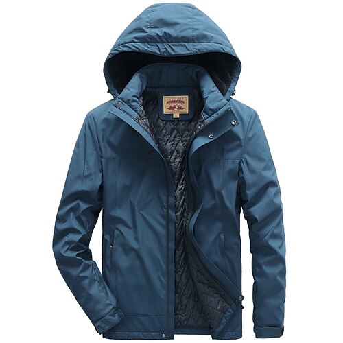 

Men's Hoodie Jacket Hiking Windbreaker Hiking Fleece Jacket Winter Outdoor Thermal Warm Windproof Quick Dry Lightweight Outerwear Winter Jacket Coat Skiing Ski / Snowboard Fishing Blue Grey Black