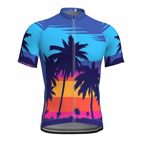 

21Grams Men's Cycling Jersey Short Sleeve Bike Top with 3 Rear Pockets Mountain Bike MTB Road Bike Cycling Breathable Quick Dry Moisture Wicking Reflective Strips Blue Polyester Spandex Sports