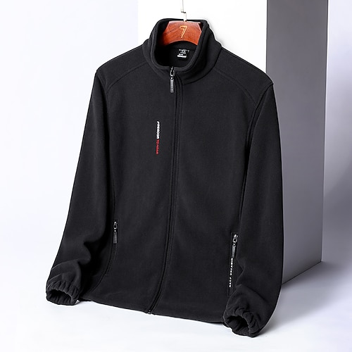 

Men's Hiking Windbreaker Hiking Fleece Jacket Fleece Winter Outdoor Thermal Warm Windproof Fleece Lining Warm Outerwear Winter Fleece Jacket Trench Coat Full Length Visible Zipper Skiing Ski