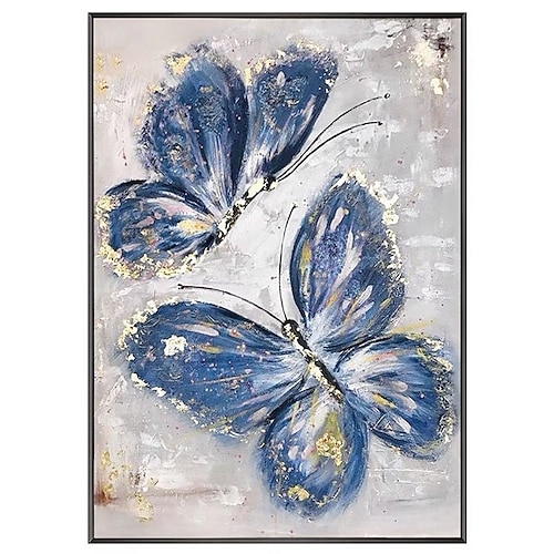 

Oil Painting Handmade Hand Painted Wall Art Vertical Modern Abstract Blue Butterfly Home Decoration Decor Rolled Canvas No Frame Unstretched