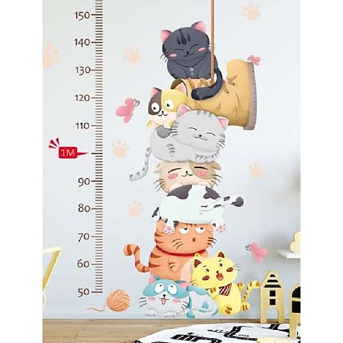 

Wall stickers cat height stickers children's room baby decoration bedroom cartoon stickers self-adhesive kindergarten classroom layout Wall Stickers for bedroom living room
