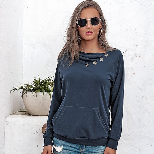 

Women's Hoodie Sweatshirt Pullover Streetwear Sportswear Front Pocket Black Gray Army Green Solid Color Daily Hooded Long Sleeve Cotton S M L XL XXL