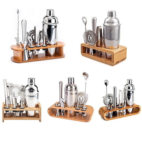 

Insulated Cocktail Shaker Bartender Kit Cocktail Shaker Mixer Stainless Steel 350ml Bar Tool Set with Stylish Bamboo Stand Perfect Home Bartending Kit and Martini Cocktail Shaker Set