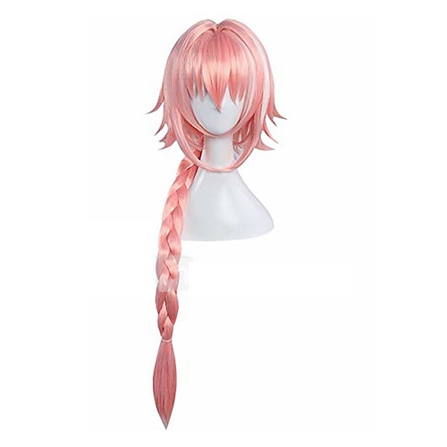 

Fate / Apocrypha Astolfo Cosplay Wigs Men's Braid 30 inch Heat Resistant Fiber Curly Pink Anime Wig