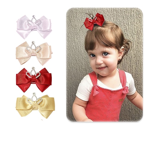

4 Pcs/set Baby Three-dimensional Butterfly Hair Clip Hair Clip Ins Lovely Princess Flash Diamond Crown Banger