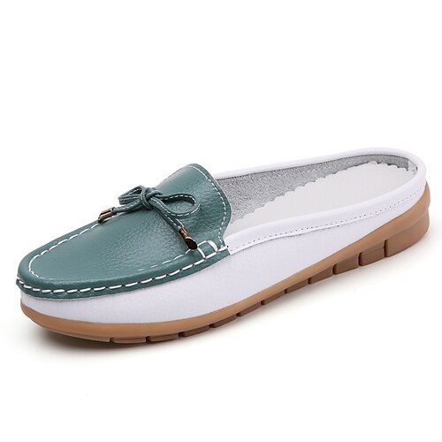 Women's Closed Toe Backless Mules Comfortable Loafers Solid Color Slip-on Shoes
