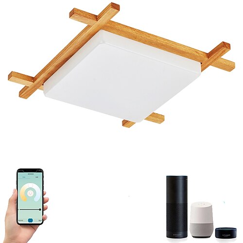 

LED Ceiling Light Includes Dimmable Wi-Fi Smart Light Flush Mount Lights Wood Modern Style Geometrical Minimalist Artistic Living Room Bedroom Dining Room 40cm 60cm 220-240V 110-120V