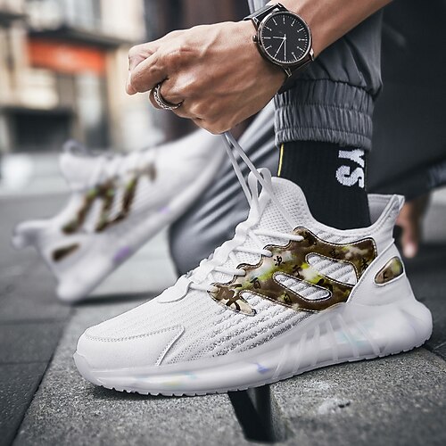 

Men's Basketball Shoes Sneakers Casual Classic Daily Outdoor Elastic Fabric Tissage Volant White Black Beige Spring Summer