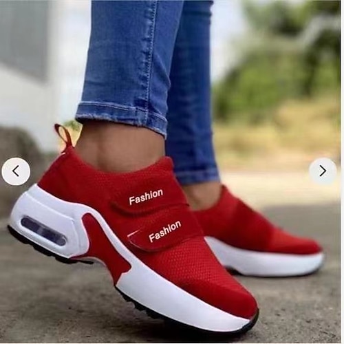 

Women's Sneakers Outdoor Daily Plus Size Flat Heel Round Toe Sporty Casual Walking Shoes Canvas Synthetics Magic Tape Color Block Black Rosy Pink Burgundy