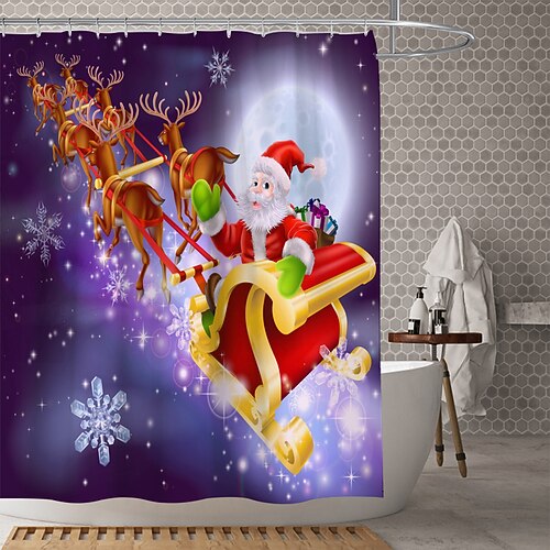 

Christmas Shower Curtain Waterproof Fabric Bathroom Decoration and Modern and Classic Theme and Christmas