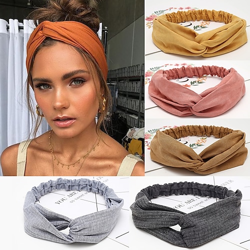 

5 Pcs/set Women Headband Cross Top Knot Elastic Hair Bands Soft Solid Color Girls Hair Band Hair Accessories Twisted Knotted Headwrap