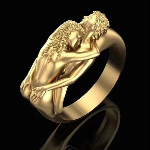 

1pc Ring For Men Women Birthday Vintage Style Gold Alloy Love Statement Stylish Punk Ring