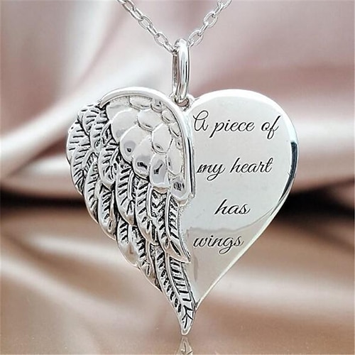 

1pc Pendant Necklace Charm Necklace For Women's Christmas Halloween Party Evening Copper Silver Plated Classic Heart Precious Angel Wings