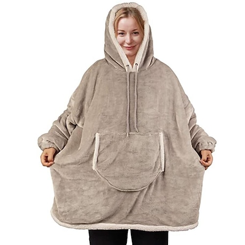 

Adults' Oversized Hoodie Blanket Wearable Blanket With Pocket Solid Color Onesie Pajamas Flannel Cosplay For Men and Women Carnival Animal Sleepwear Cartoon Festival / Holiday Costumes