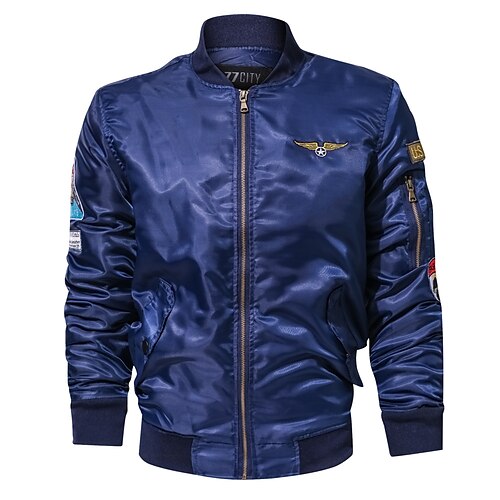 

Men's Bomber Jacket Hiking Windbreaker Military Tactical Jacket Winter Outdoor Thermal Warm Windproof Quick Dry Lightweight Outerwear Coat Top Skiing Ski / Snowboard Fishing Blue Green Black