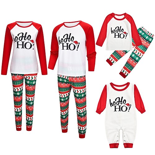 

Christmas Pajamas Family Letter Ugly Home Crewneck White Long Sleeve Basic Matching Outfits