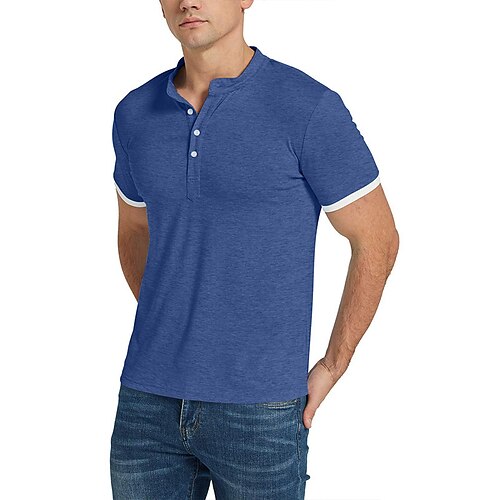 

Herren T Shirt Poloshirt Golfhemd Farbblock Glatt Umlegekragen Normal Outdoor Casual Kurzarm Button-Down Bekleidung Modisch Einfach Basic Ausgefallene