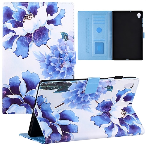 

Tablet Case Cover For Lenovo Tablets Tab M10(TB-X605F) M10 FHD Plus / M10 PLUS10. 3 TB-X606 Shockproof Dustproof Card Holder With Stand Graphic Flower Marble PU Leather