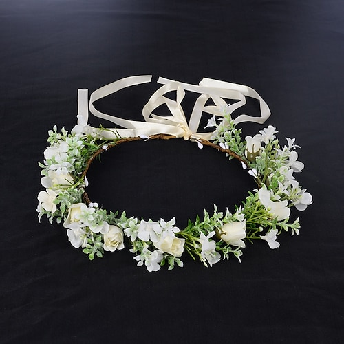 

Spring Garland Fresh Artificial Flower Headdress Green Plant Flower Crown Bridal Holiday Head Garland
