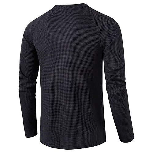 mænds farveknapede lange ærmer afslappede toppe enkel grundlæggende formel t-shirt solid от Lightinthebox WW