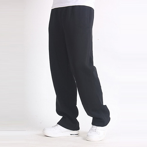 

Men's Sweatpants Joggers Trousers Elastic Waist Straight Leg Solid Color Plain Breathable Comfortable Full Length Sports Outdoor Daily Wear Cotton Blend Casual / Sporty Athleisure Black Wine