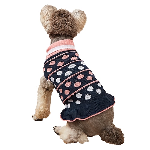 

Dog Cat Sweater Dress Dog clothes Polka Dot Elegant Euramerican Weekend Homewear Winter Dog Clothes Puppy Clothes Dog Outfits Warm Blue Gray Costume for Girl and Boy Dog Knitted XS S M L XL