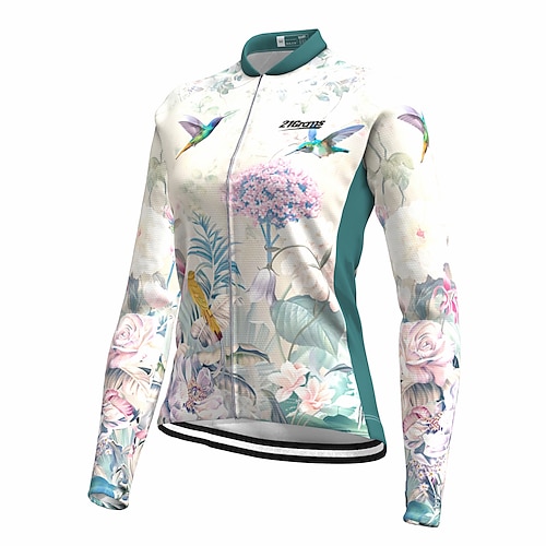 

21Grams Women's Long Sleeve Cycling Jersey Spandex Polyester Purple Green Orange Floral Botanical Bird Funny Bike Top Mountain Bike MTB Road Bike Cycling Breathable Quick Dry Moisture Wicking Sports