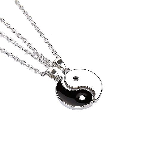 

1pair yin yang pendant chain necklace for women or men adjustable 2 pcs best friend black choker necklaces for couples