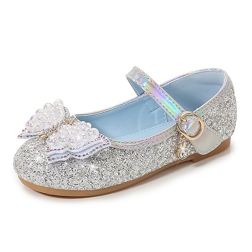 

Girls' Flats Flower Girl Shoes Princess Shoes School Shoes Microfiber PU Portable Non Slip Wedding Sequins Little Kids(4-7ys) Big Kids(7years ) Daily Party & Evening Walking Shoes Bowknot Pearl