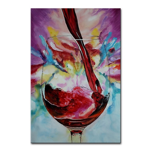 

Oil Painting Handmade Hand Painted Wall Art Mintura Modern Abstract Red Wine Glass Picture For Home Decoration Decor Rolled Canvas No Frame Unstretched